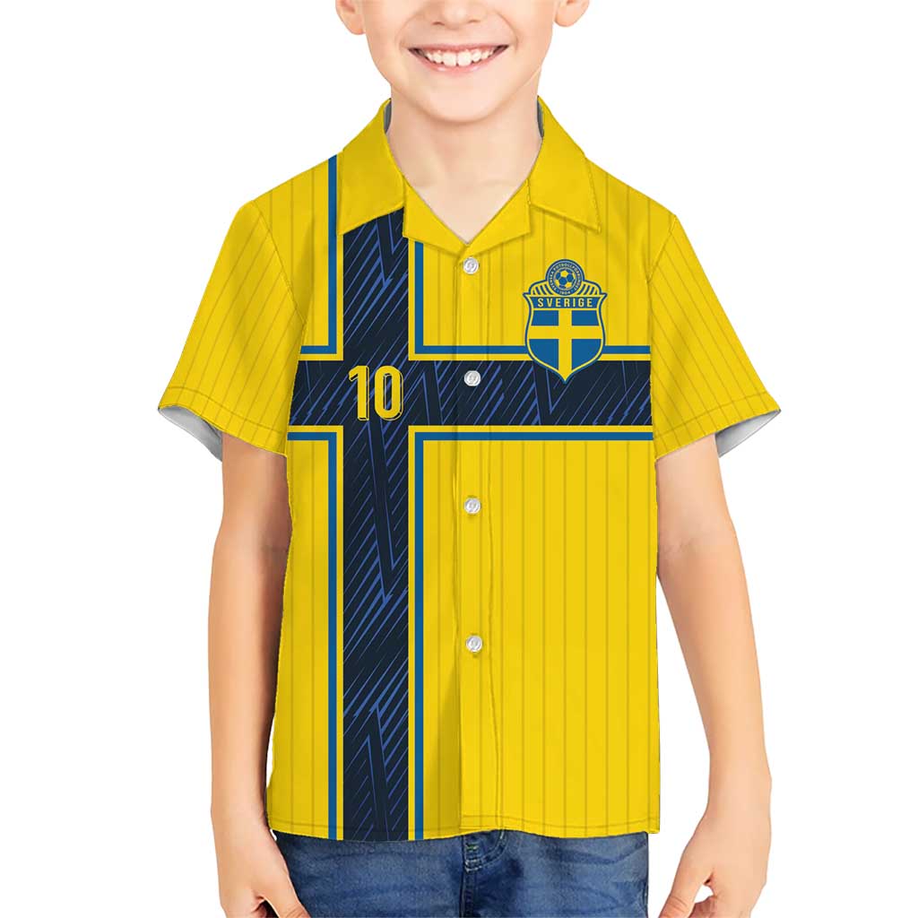 Custom Sweden National Football Kid Hawaiian Shirt Glory The Blue and Yellow - Wonder Print Shop