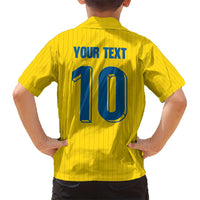 Custom Sweden National Football Kid Hawaiian Shirt Glory The Blue and Yellow - Wonder Print Shop