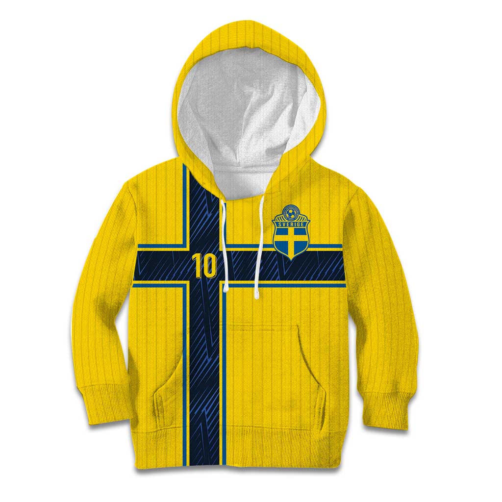 Custom Sweden National Football Kid Hoodie Glory The Blue and Yellow - Wonder Print Shop
