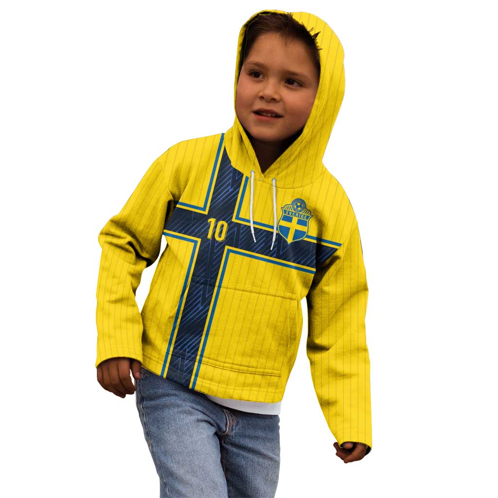 Custom Sweden National Football Kid Hoodie Glory The Blue and Yellow - Wonder Print Shop