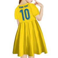 Custom Sweden National Football Kid Short Sleeve Dress Glory The Blue and Yellow - Wonder Print Shop