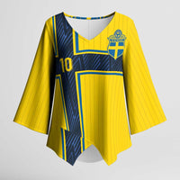 Custom Sweden National Football Kimono Sleeve Blouse Glory The Blue and Yellow - Wonder Print Shop