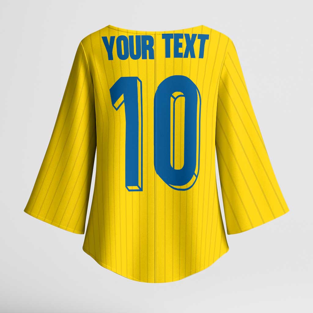 Custom Sweden National Football Kimono Sleeve Blouse Glory The Blue and Yellow - Wonder Print Shop