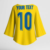 Custom Sweden National Football Kimono Sleeve Blouse Glory The Blue and Yellow - Wonder Print Shop