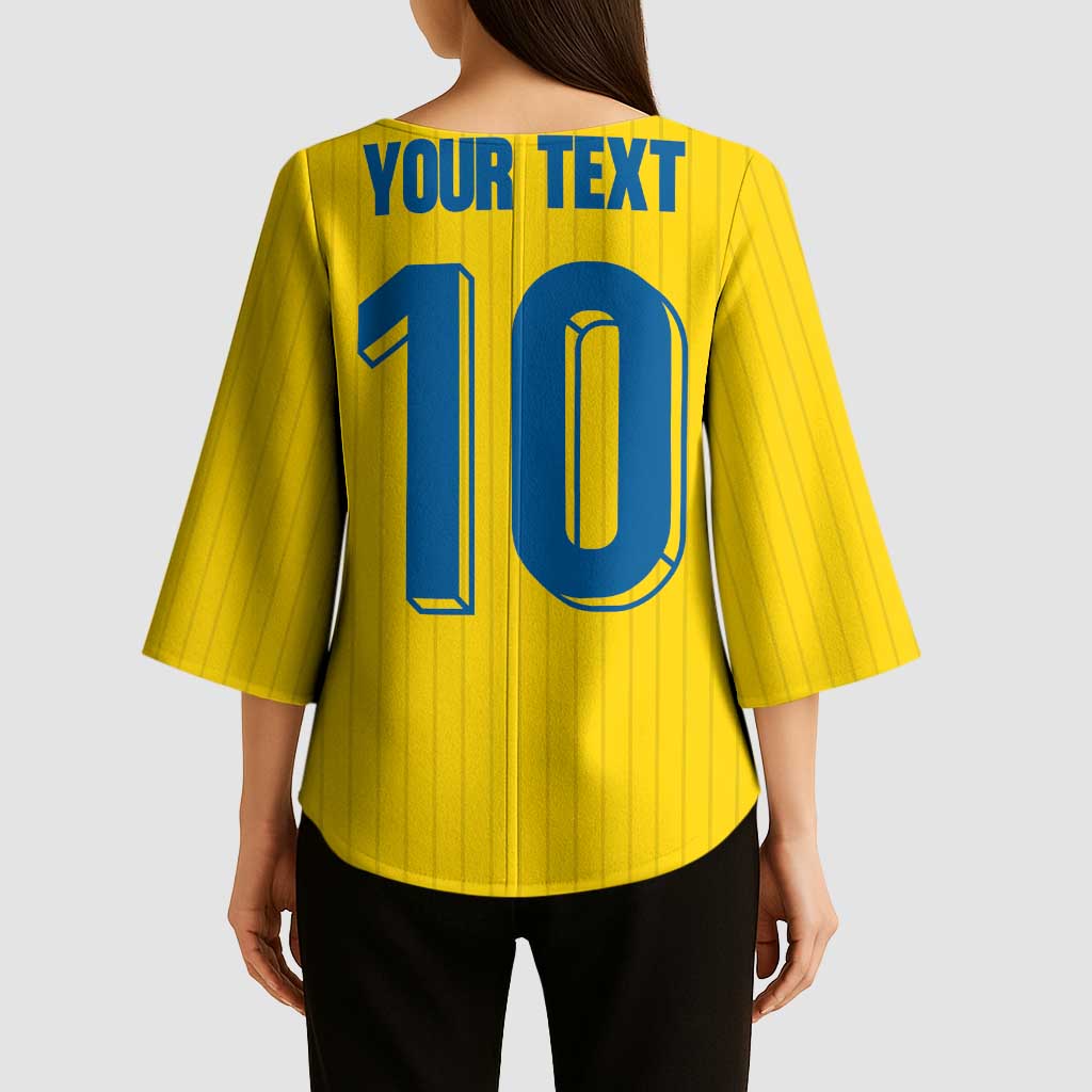 Custom Sweden National Football Kimono Sleeve Blouse Glory The Blue and Yellow - Wonder Print Shop