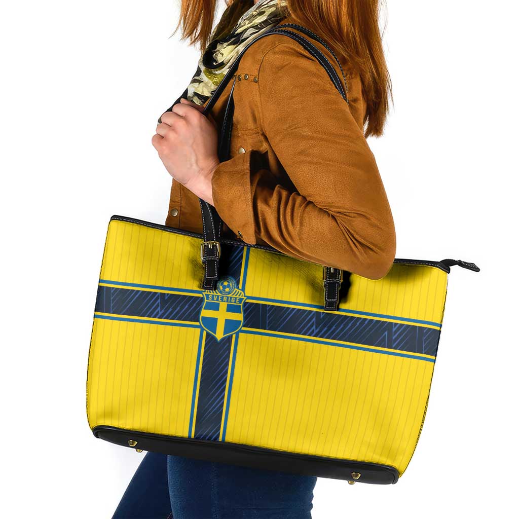 Sweden National Football Leather Tote Bag Glory The Blue and Yellow - Wonder Print Shop