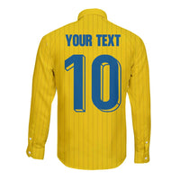 Custom Sweden National Football Long Sleeve Button Shirt Glory The Blue and Yellow - Wonder Print Shop