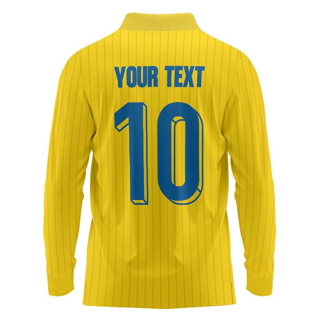 Custom Sweden National Football Long Sleeve Polo Shirt Glory The Blue and Yellow - Wonder Print Shop
