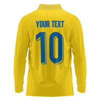 Custom Sweden National Football Long Sleeve Polo Shirt Glory The Blue and Yellow - Wonder Print Shop