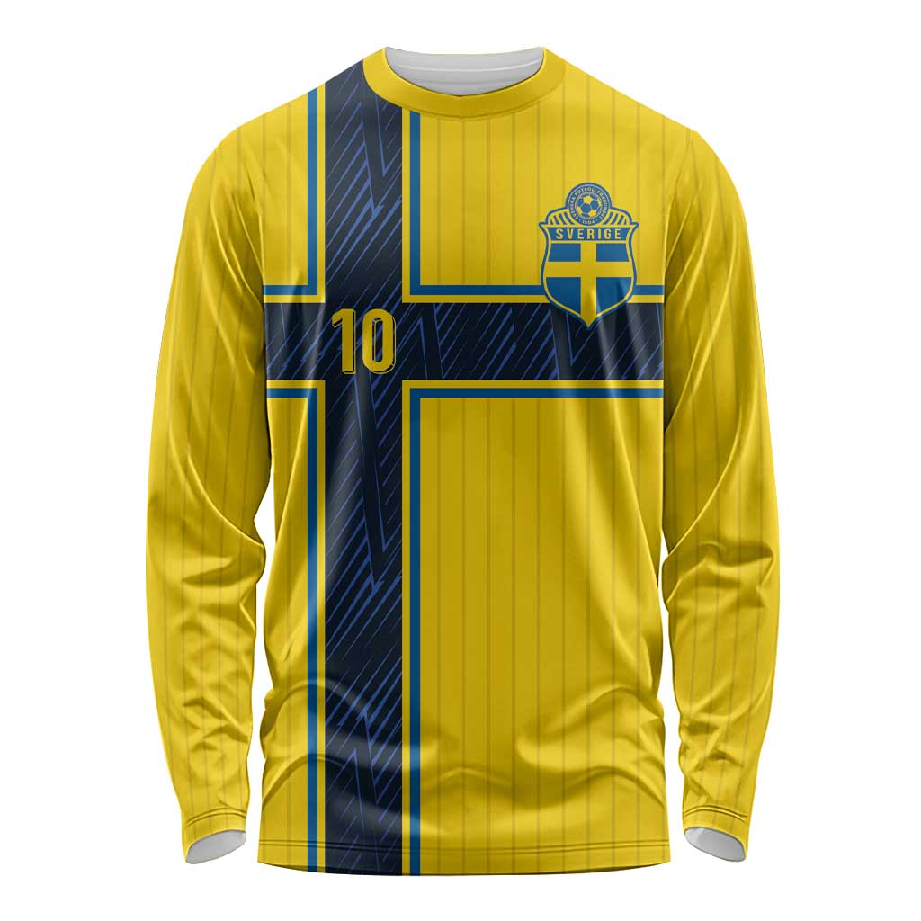 Custom Sweden National Football Long Sleeve Shirt Glory The Blue and Yellow - Wonder Print Shop