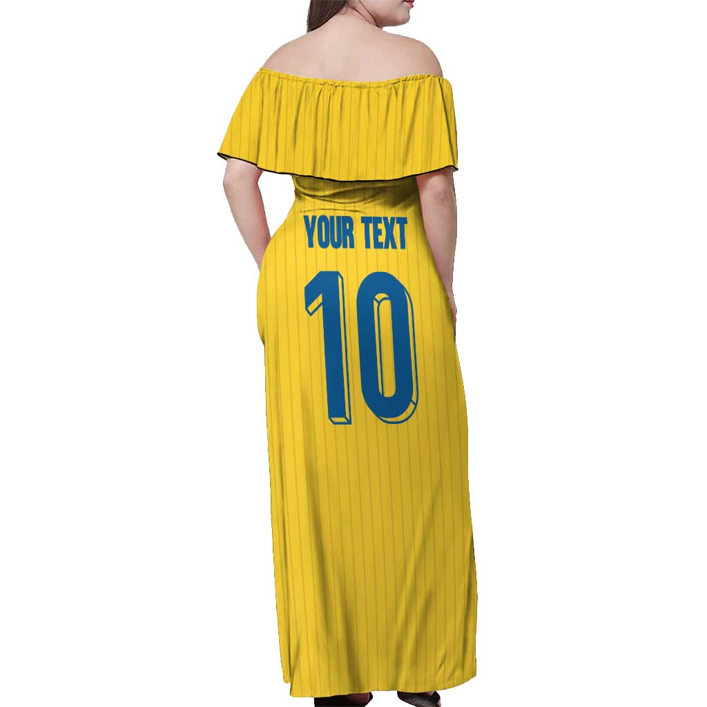 Custom Sweden National Football Off Shoulder Maxi Dress Glory The Blue and Yellow - Wonder Print Shop