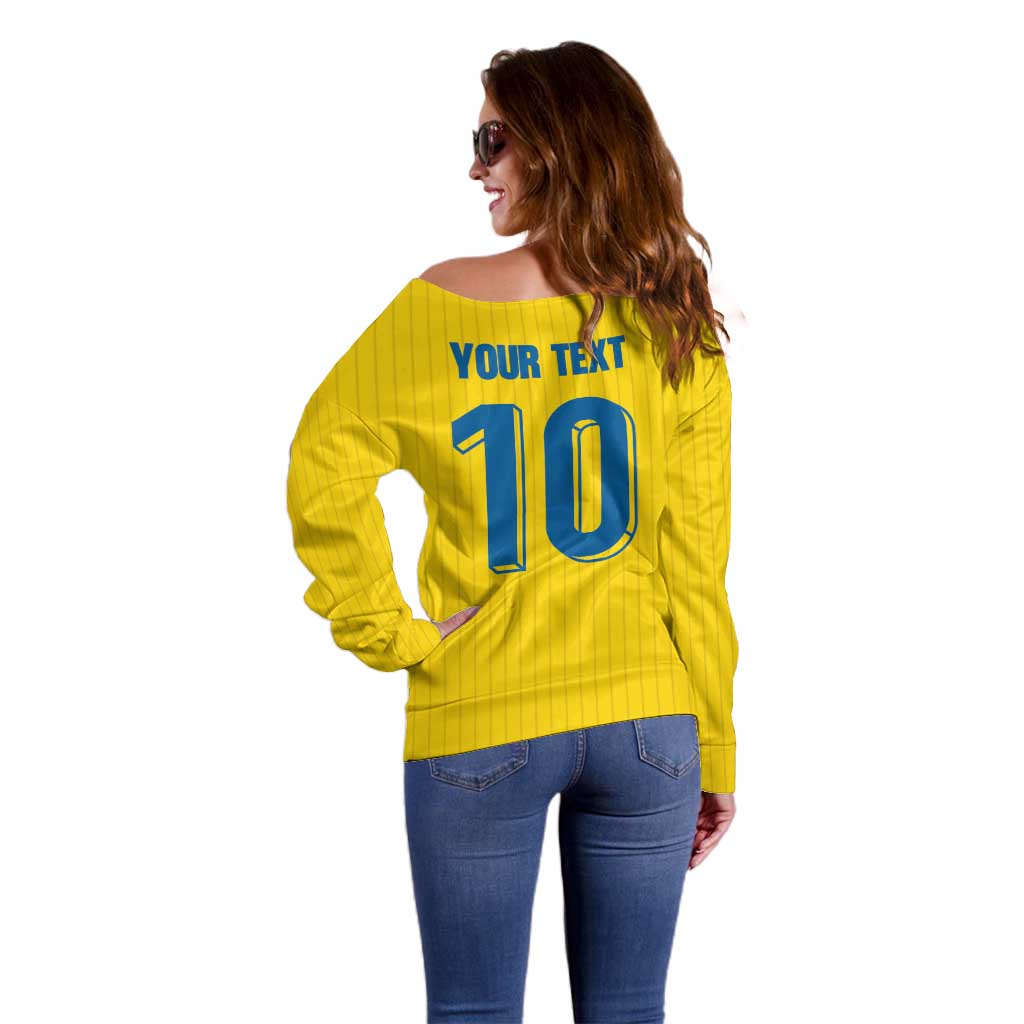 Custom Sweden National Football Off Shoulder Sweater Glory The Blue and Yellow - Wonder Print Shop