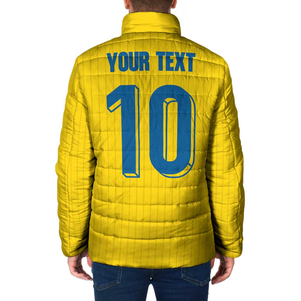 Custom Sweden National Football Padded Jacket Glory The Blue and Yellow - Wonder Print Shop
