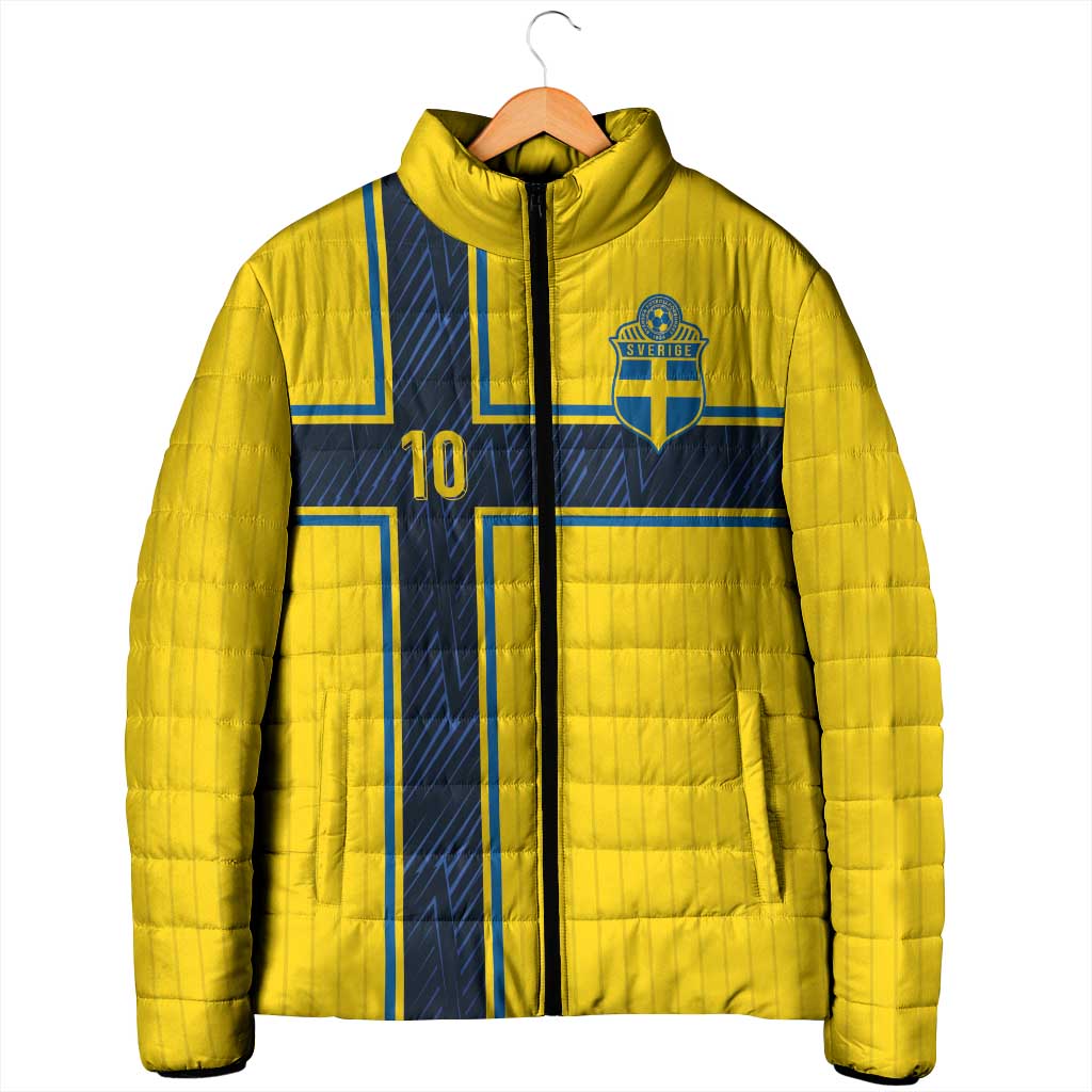 Custom Sweden National Football Padded Jacket Glory The Blue and Yellow - Wonder Print Shop