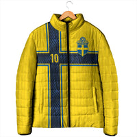 Custom Sweden National Football Padded Jacket Glory The Blue and Yellow - Wonder Print Shop