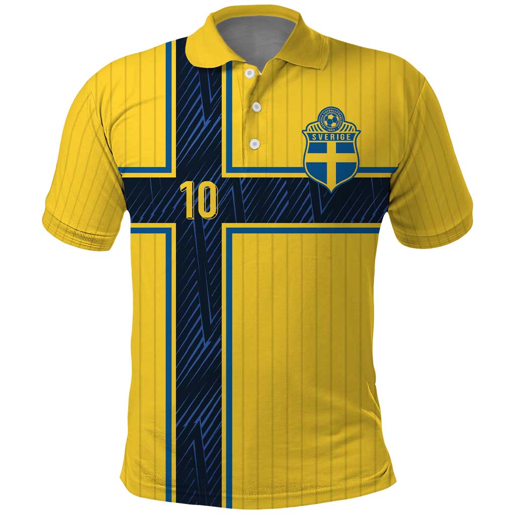 Custom Sweden National Football Polo Shirt Glory The Blue and Yellow - Wonder Print Shop