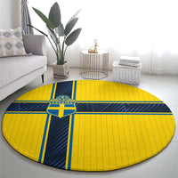 Sweden National Football Round Carpet Glory The Blue and Yellow - Wonder Print Shop