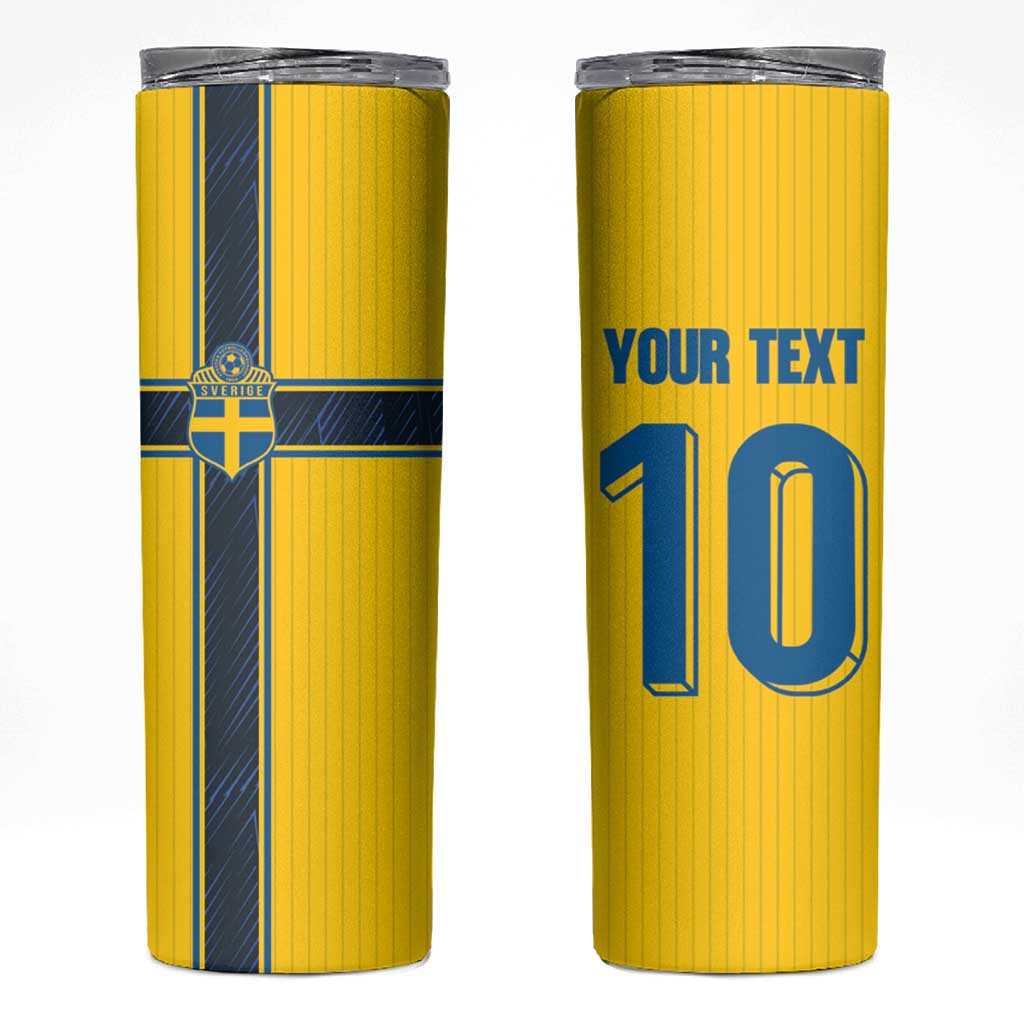 Custom Sweden National Football Skinny Tumbler Glory The Blue and Yellow - Wonder Print Shop