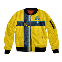 Custom Sweden National Football Sleeve Zip Bomber Jacket Glory The Blue and Yellow - Wonder Print Shop