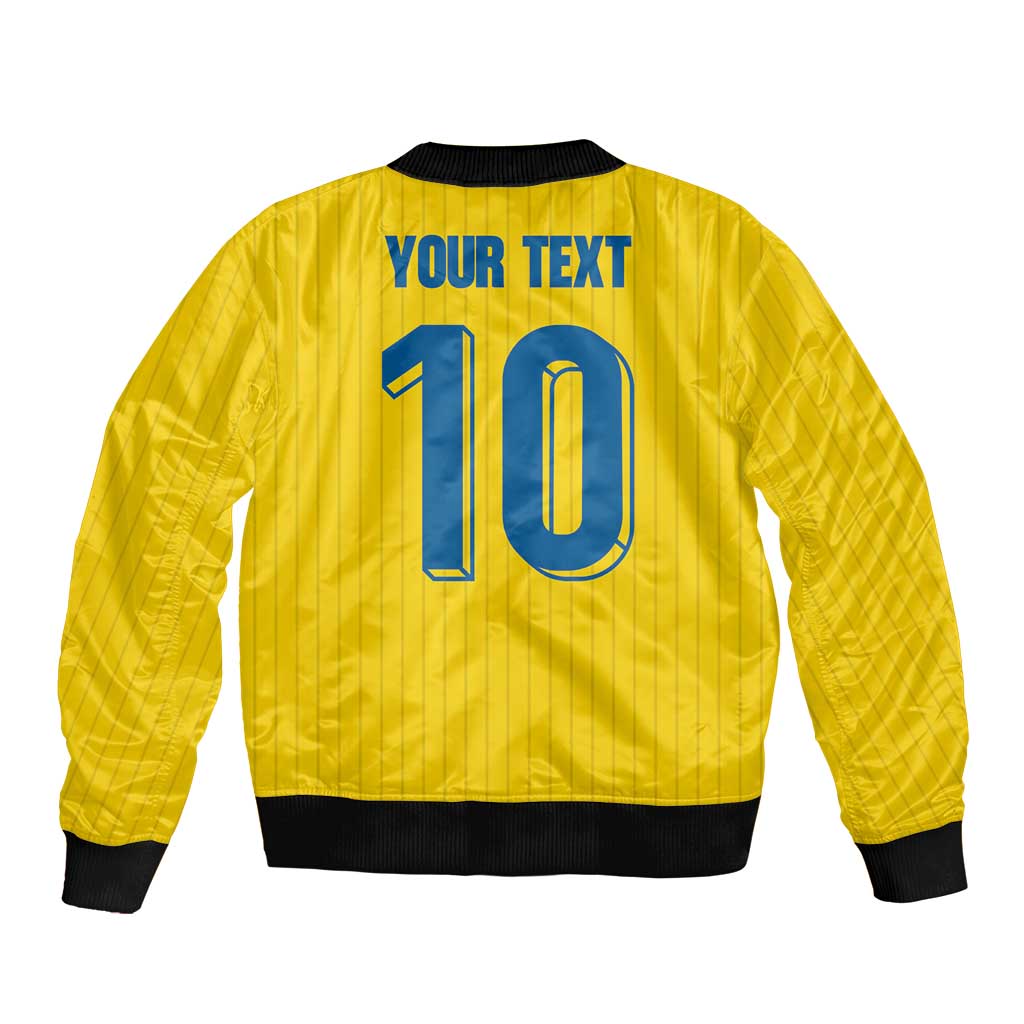 Custom Sweden National Football Sleeve Zip Bomber Jacket Glory The Blue and Yellow - Wonder Print Shop