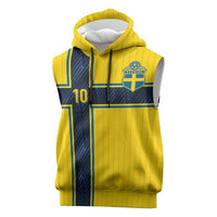 Custom Sweden National Football Sleeveless Hoodie Glory The Blue and Yellow - Wonder Print Shop