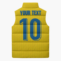 Custom Sweden National Football Sleeveless Puffer Jacket Glory The Blue and Yellow - Wonder Print Shop