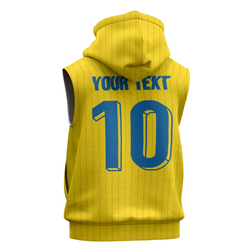 Custom Sweden National Football Sleeveless Zip Hoodie Glory The Blue and Yellow - Wonder Print Shop