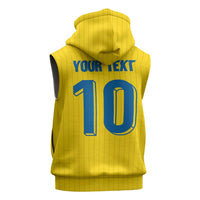 Custom Sweden National Football Sleeveless Zip Hoodie Glory The Blue and Yellow - Wonder Print Shop