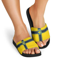 Sweden National Football Slide Sandals Glory The Blue and Yellow - Wonder Print Shop