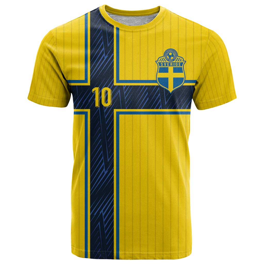 Custom Sweden National Football T Shirt Glory The Blue and Yellow - Wonder Print Shop