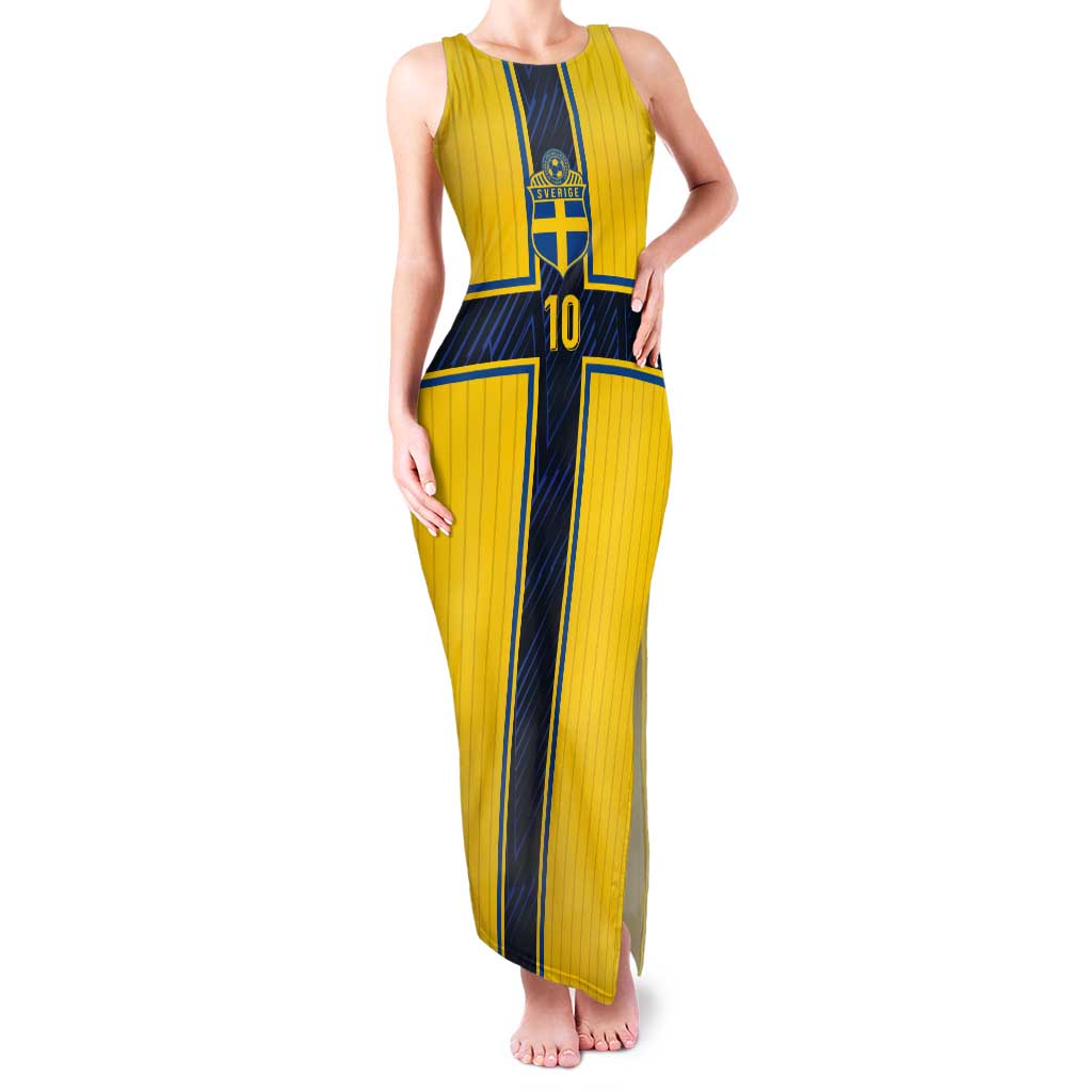 Custom Sweden National Football Tank Maxi Dress Glory The Blue and Yellow - Wonder Print Shop