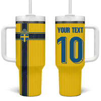 Custom Sweden National Football Tumbler With Handle Glory The Blue and Yellow - Wonder Print Shop
