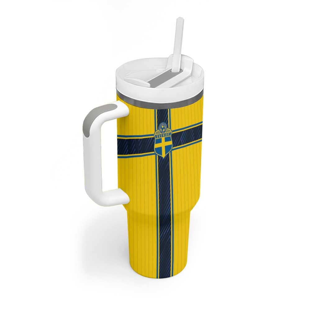 Custom Sweden National Football Tumbler With Handle Glory The Blue and Yellow - Wonder Print Shop