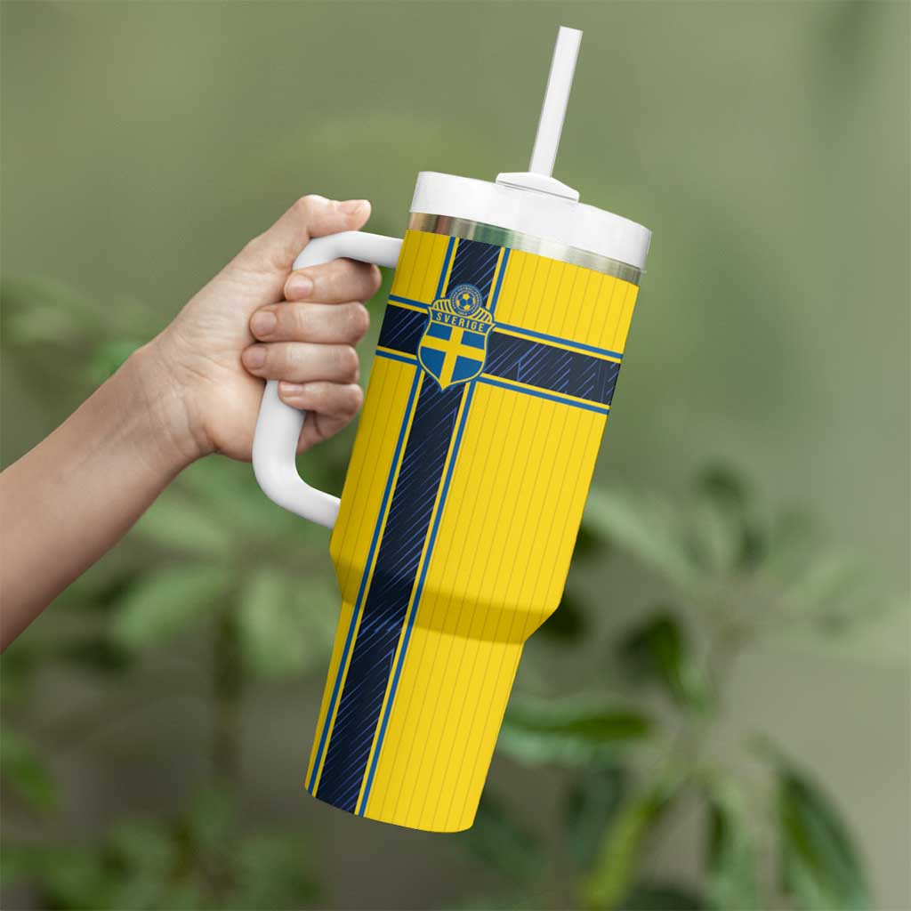 Custom Sweden National Football Tumbler With Handle Glory The Blue and Yellow - Wonder Print Shop