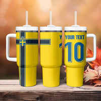 Custom Sweden National Football Tumbler With Handle Glory The Blue and Yellow - Wonder Print Shop