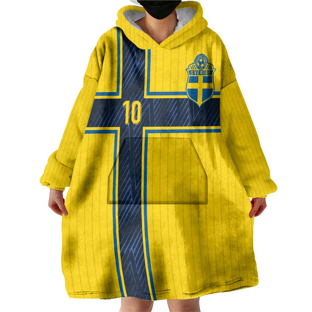 Custom Sweden National Football Wearable Blanket Hoodie Glory The Blue and Yellow - Wonder Print Shop