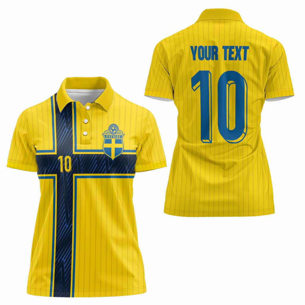 Custom Sweden National Football Women Polo Shirt Glory The Blue and Yellow - Wonder Print Shop