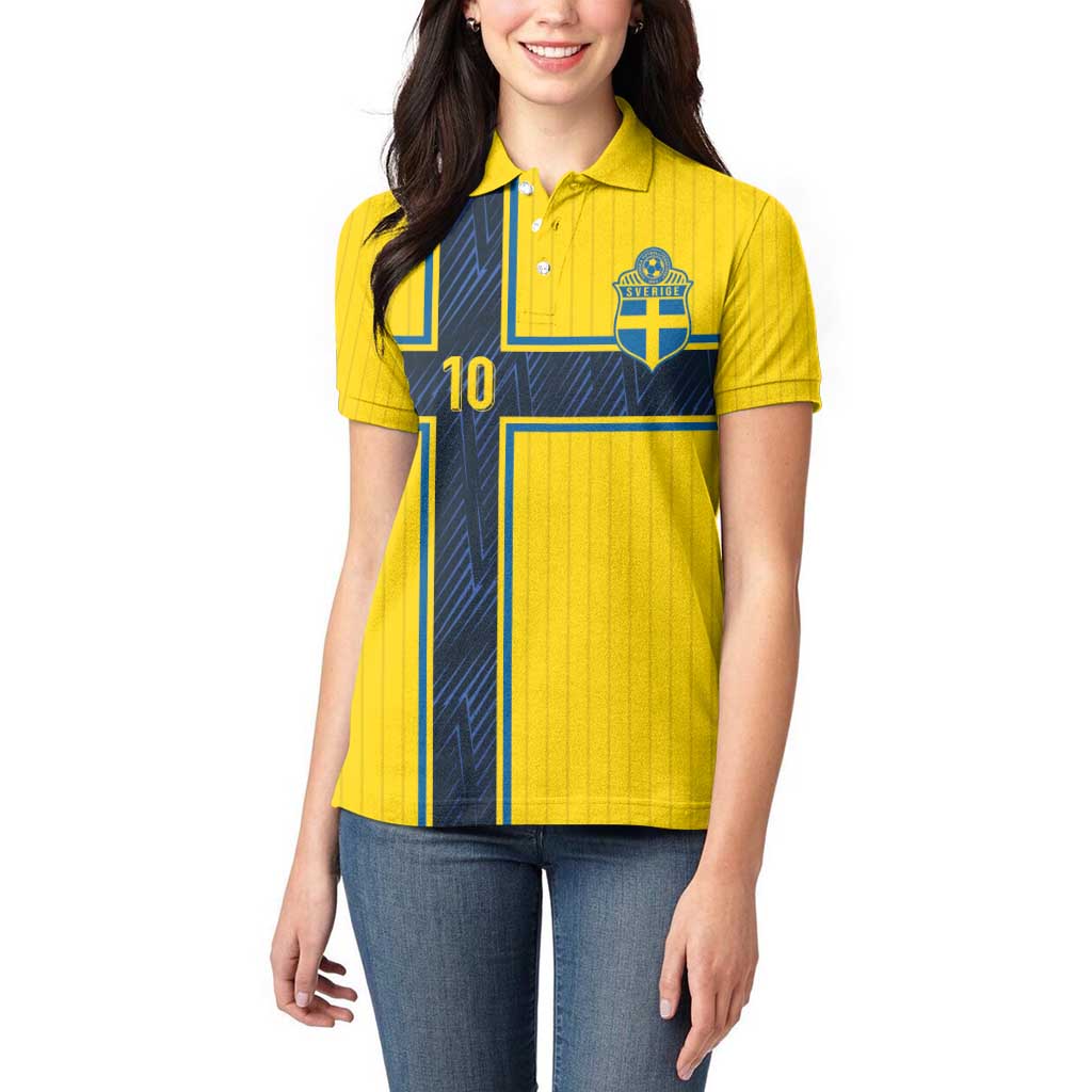 Custom Sweden National Football Women Polo Shirt Glory The Blue and Yellow - Wonder Print Shop