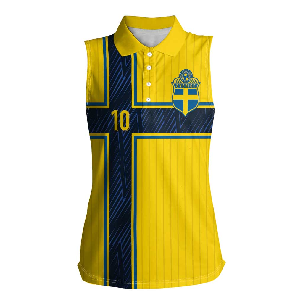 Custom Sweden National Football Women Sleeveless Polo Shirt Glory The Blue and Yellow - Wonder Print Shop