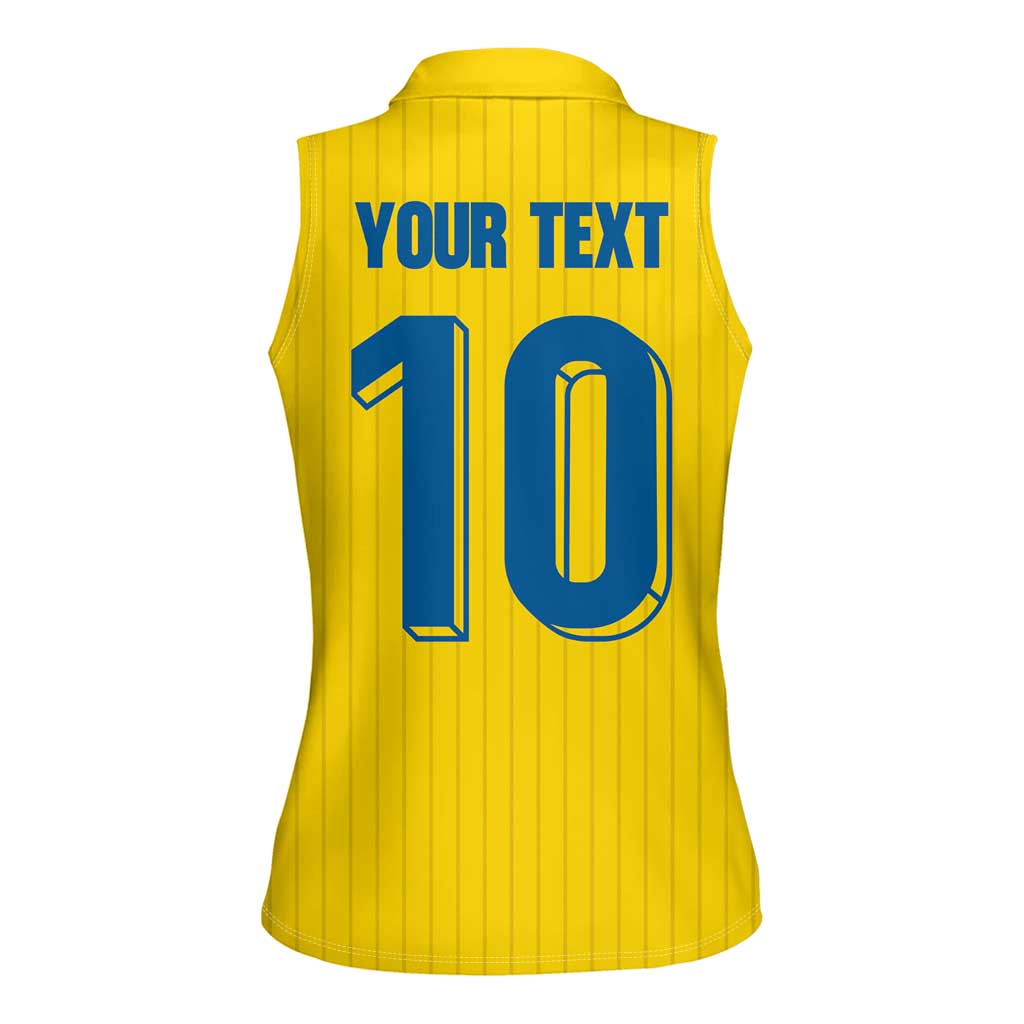 Custom Sweden National Football Women Sleeveless Polo Shirt Glory The Blue and Yellow - Wonder Print Shop