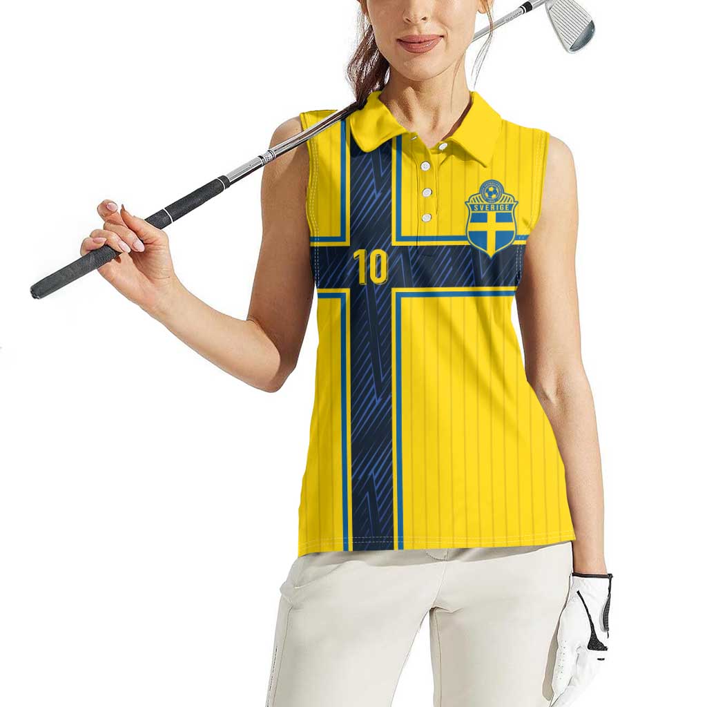 Custom Sweden National Football Women Sleeveless Polo Shirt Glory The Blue and Yellow - Wonder Print Shop
