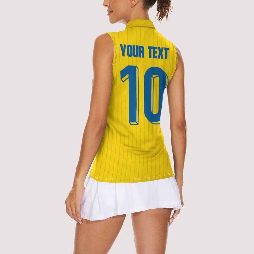 Custom Sweden National Football Women Sleeveless Polo Shirt Glory The Blue and Yellow - Wonder Print Shop