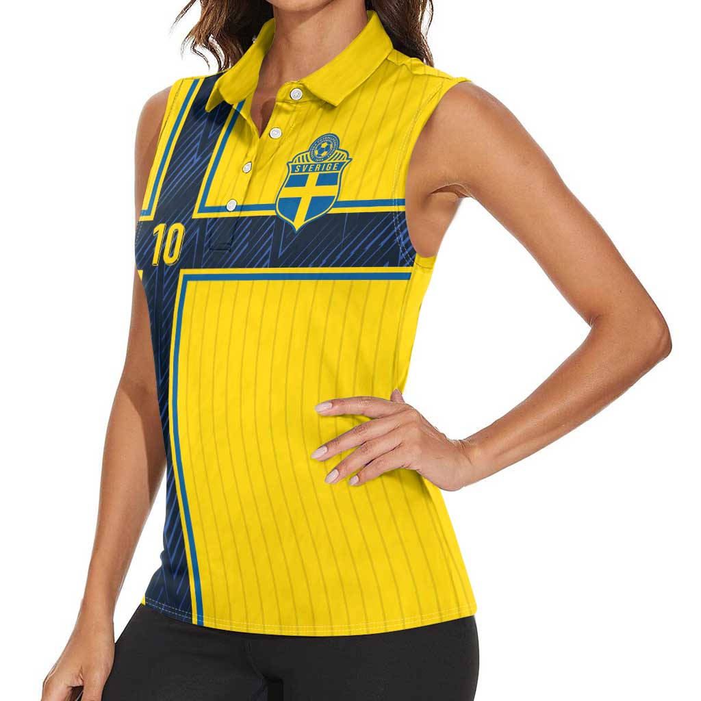 Custom Sweden National Football Women Sleeveless Polo Shirt Glory The Blue and Yellow - Wonder Print Shop