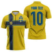 Custom Sweden National Football Zipper Polo Shirt Glory The Blue and Yellow - Wonder Print Shop