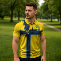 Custom Sweden National Football Zipper Polo Shirt Glory The Blue and Yellow - Wonder Print Shop