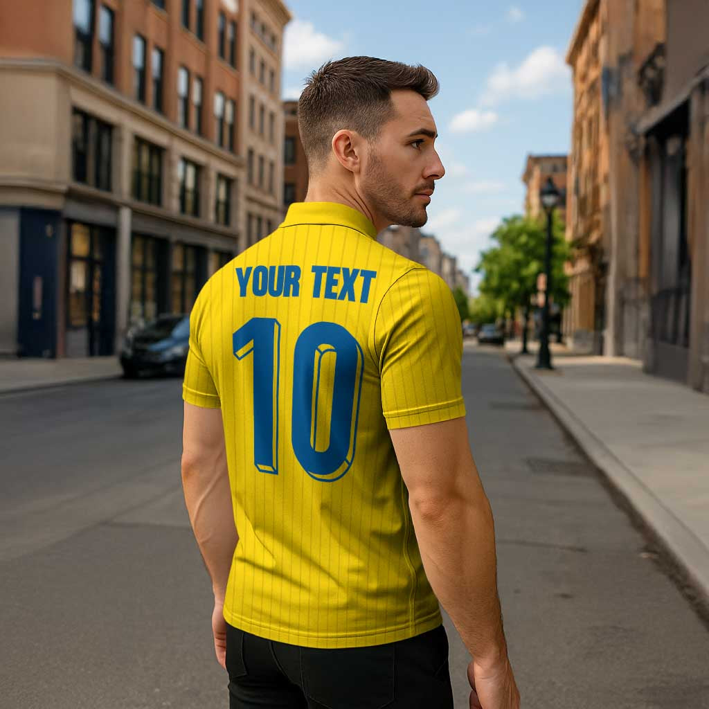 Custom Sweden National Football Zipper Polo Shirt Glory The Blue and Yellow - Wonder Print Shop