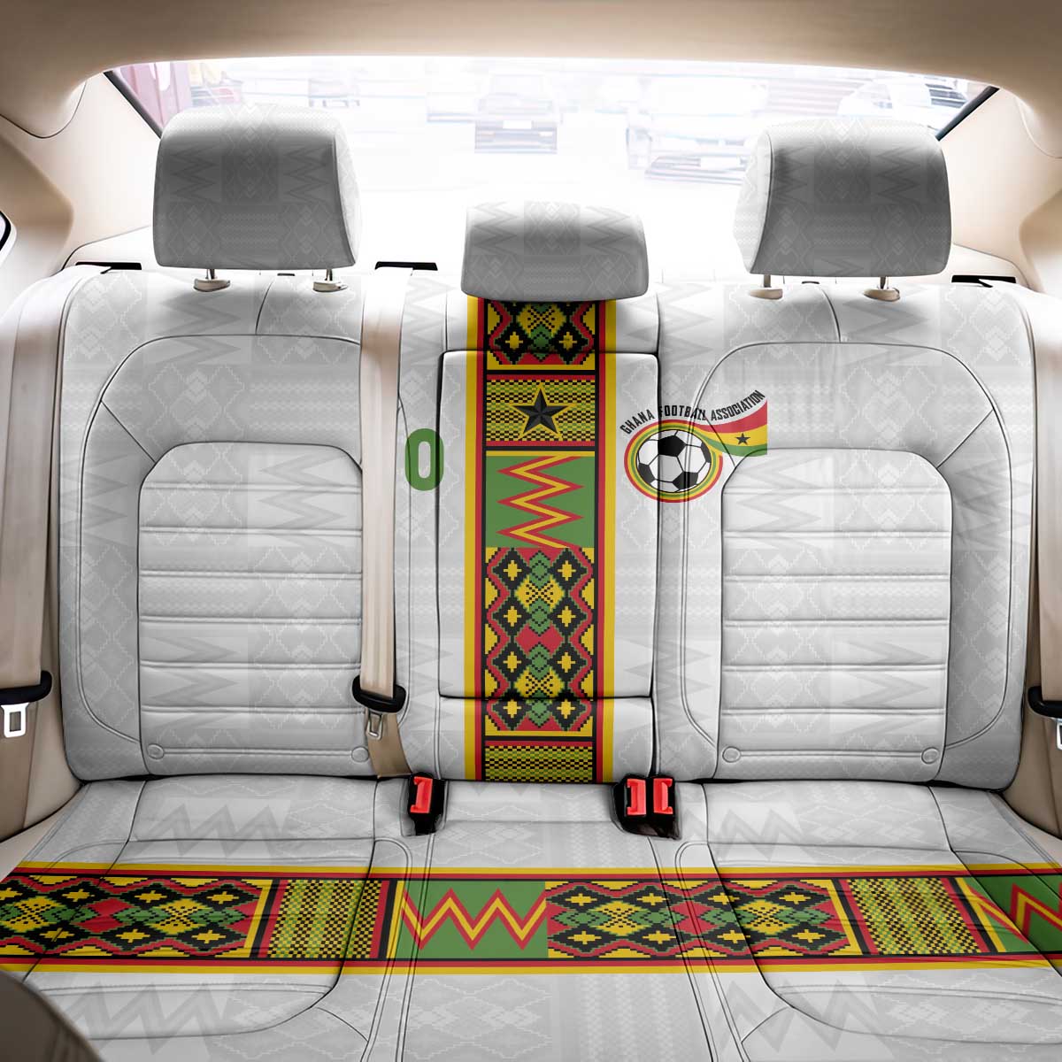 Custom Ghana National Football Back Car Seat Cover Traditional African Motifs Sporty Style - Wonder Print Shop