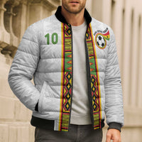 Custom Ghana National Football Bomber Puffer Jacket Traditional African Motifs Sporty Style - Wonder Print Shop