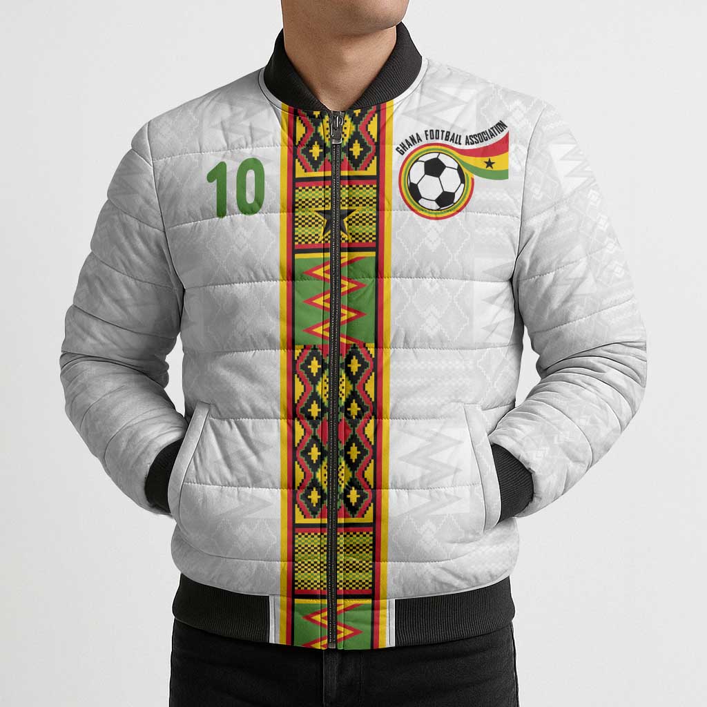 Custom Ghana National Football Bomber Puffer Jacket Traditional African Motifs Sporty Style - Wonder Print Shop