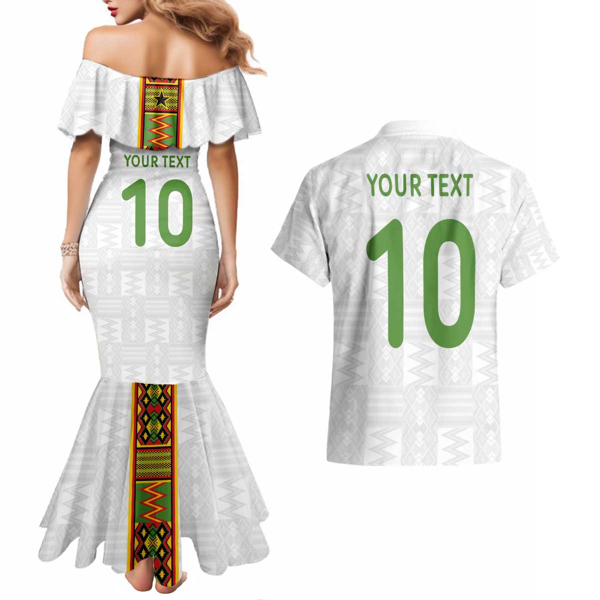 Custom Ghana National Football Couples Matching Mermaid Dress and Hawaiian Shirt Traditional African Motifs Sporty Style - Wonder Print Shop